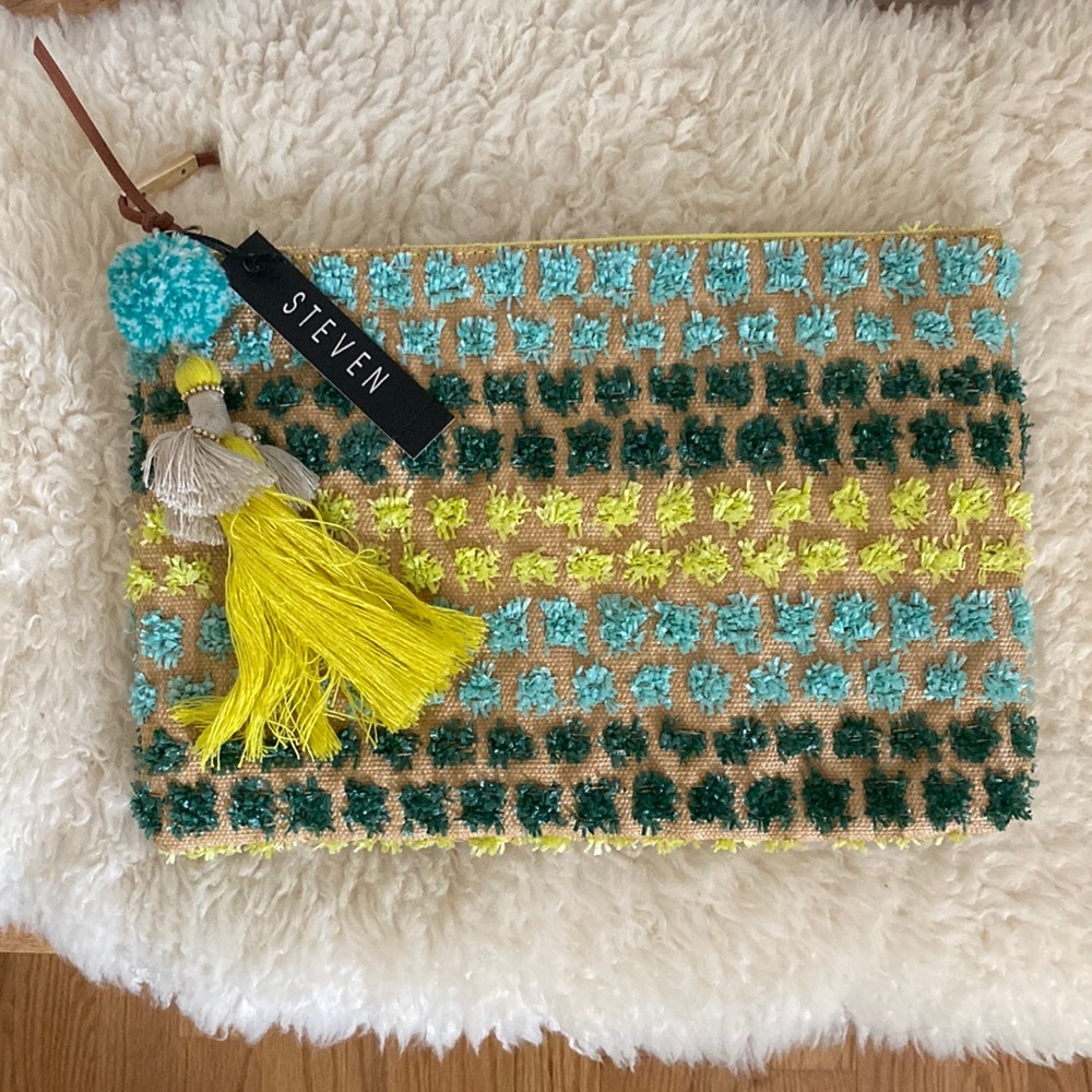NWT Steven Straw Detail Clutch Purse